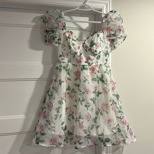 Women’s Floral Puff Sleeve Princess Mini Dress - size Medium NWOT